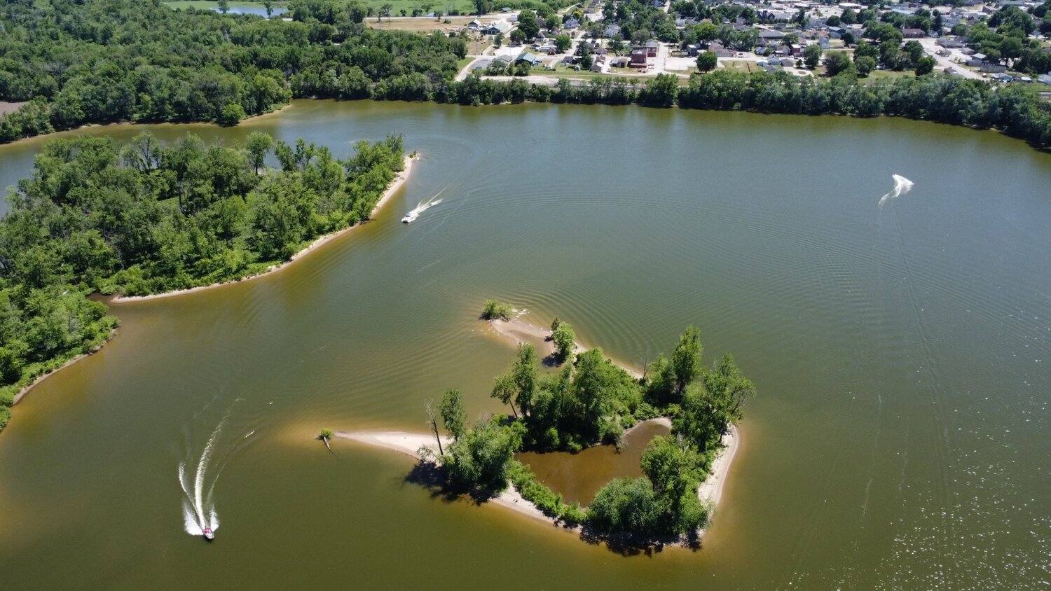 Island on the 75-acre private lake at Lazy L Lake Campground